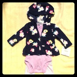 3-piece baby purple onesie and jacket